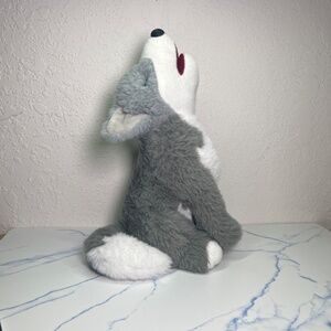 Salesforce Blaze the Wolf Howling Cub Stuffed Animal Plushie Gray & White